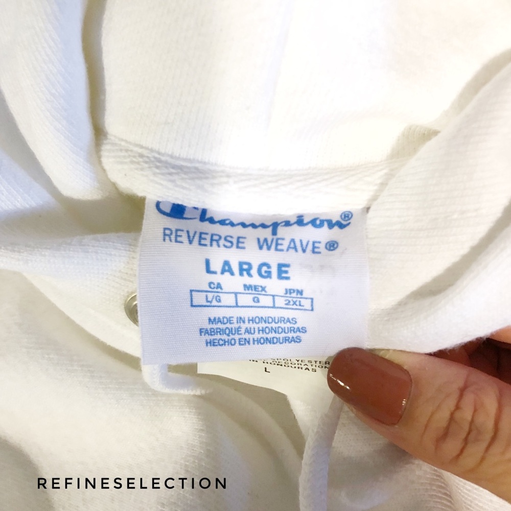 Champion Reverse Weave Logo White Hoodie - Picture 8 of 8